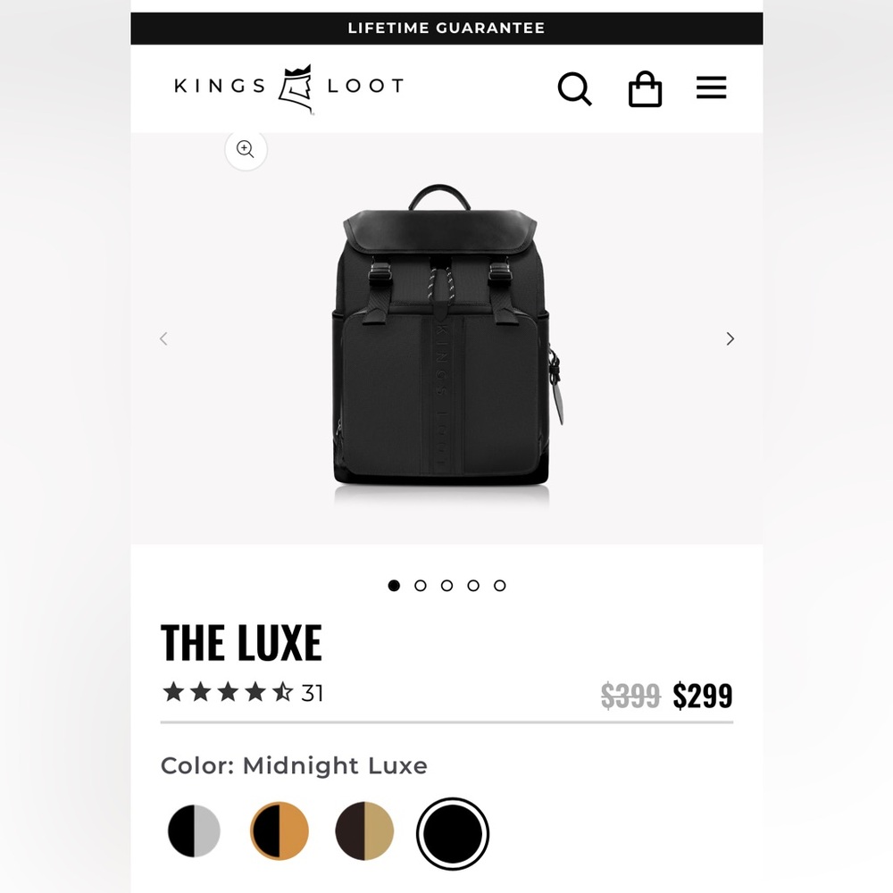 Kings Loot Black Leather Backpack